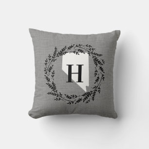 Coussin Nevada Rustic Wreath Monogram Jeu d'oreiller