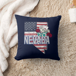 Coussin Nevada United States Retro Map Vintage USA Casino