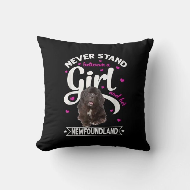 Coussin Never a between a girl and her newfoundland (Recto)