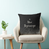 Coussin New Beginnings Black and White Inspirational Quote (Chaise)