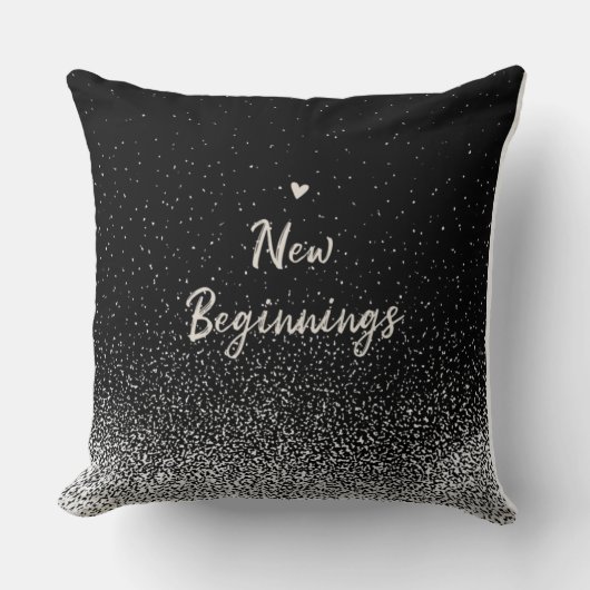 Coussin New Beginnings Black and White Inspirational Quote (Recto)