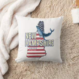 Coussin New Hampshire États-Unis Retro State Map