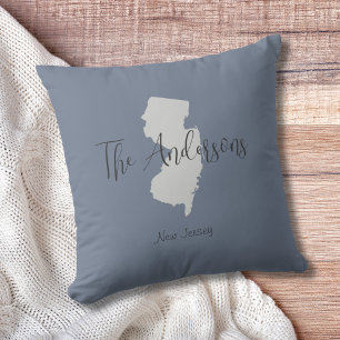 Coussin New Jersey Outline Nom de famille Jeu d'oreiller