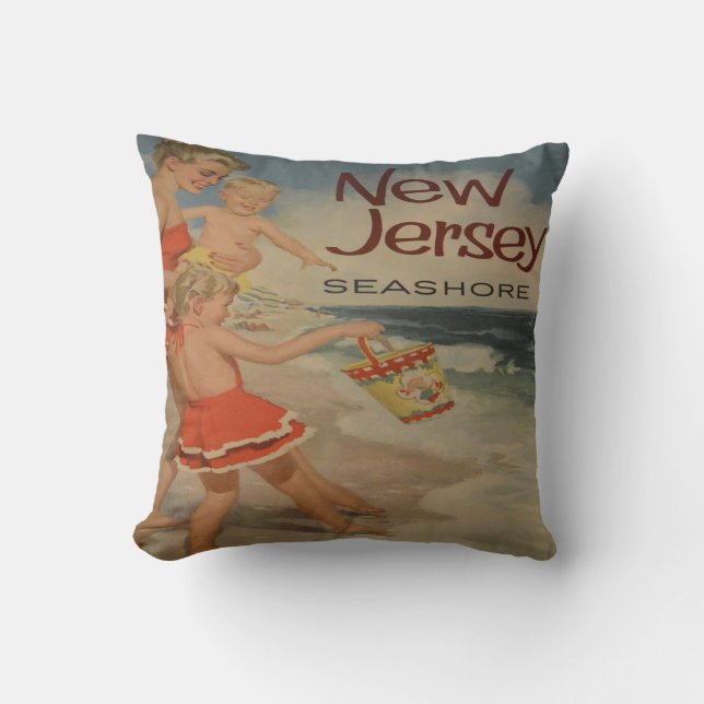 Coussin new jersey shore vacances touristiques vintages (Recto)
