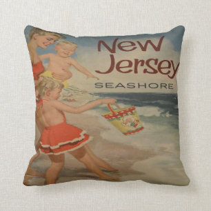 Coussin new jersey shore vacances touristiques vintages