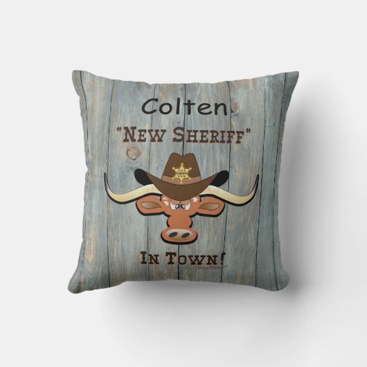 Coussin New Sheriff En Ville, Lobby À Jeu Longhorn (Verso)