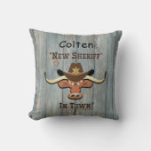 Coussin New Sheriff En Ville, Lobby À Jeu Longhorn (Recto)