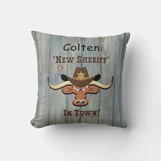 Coussin New Sheriff En Ville, Lobby À Jeu Longhorn (Recto)