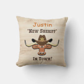 Coussin New Sheriff En Ville, Lobby À Jeu Longhorn (Recto)