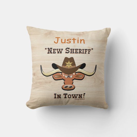 Coussin New Sheriff En Ville, Lobby À Jeu Longhorn (Recto)