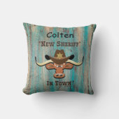 Coussin New Sheriff En Ville, Lobby À Jeu Longhorn (Recto)