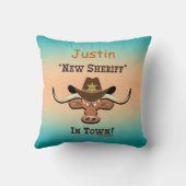Coussin New Sheriff En Ville, Lobby À Jeu Longhorn (Verso)