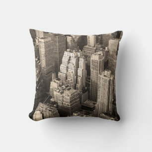 Coussin New York City Manhattan vue aérienne noir