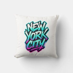 Coussin New York City Neon Graffiti Street Art Design