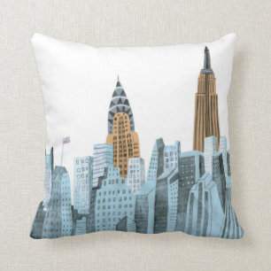 Coussin New York City tiré par la main, NY