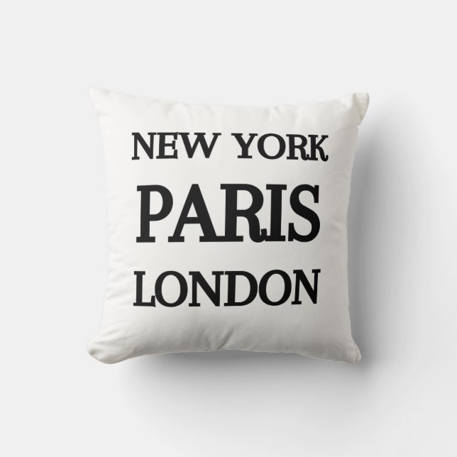 Coussin New York, Paris, Londres typographie (Recto)