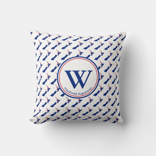 Coussin NEW ZEALAND Custom Monogram Ajouter votre nom (Recto)