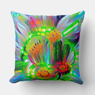 Coussin Nez des marguerites Abstraites aux couleurs vives