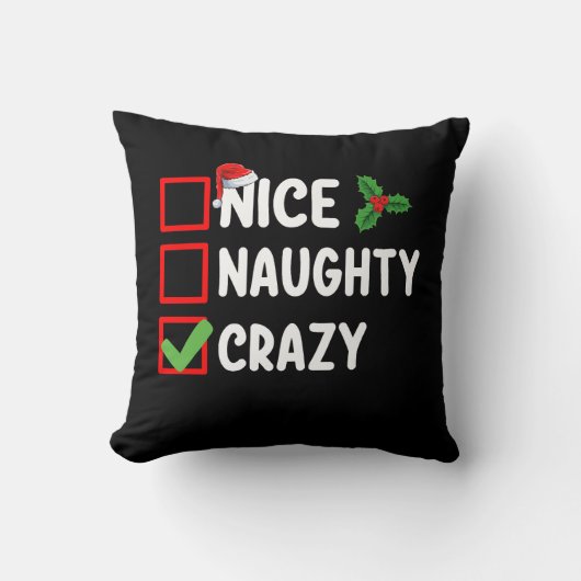 Coussin Nice Naughty Crazy Funny Liste de Noël (Recto)