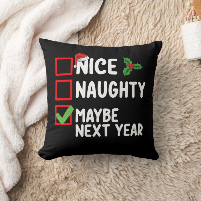 Coussin Nice Naughty Peut-Être L'Année Prochaine Père Noël (Couverture)