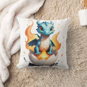 Coussin Nid de feu faisant éclore un bébé dragon