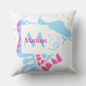 Coussin Nid d'oiseau - Blanc bleu rose Nom (Verso)