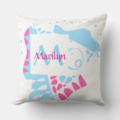 Coussin Nid d'oiseau - Blanc bleu rose Nom (Recto)