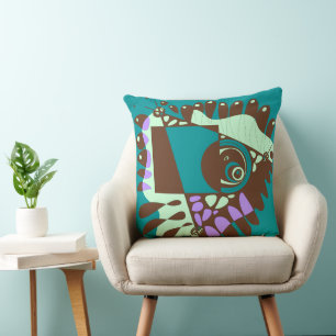 Coussin Nid d'oiseau - Chocolat vert Turquoise Brown