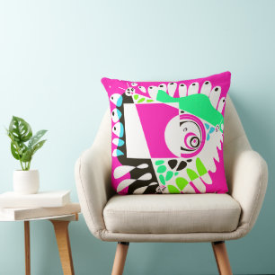 Coussin Nid d'oiseau - Fuchsia White