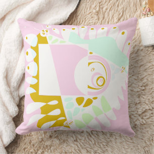 Coussin Nid d'oiseau - Pastel rose blanc