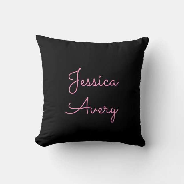 Coussin N'importe quel nom | Joli script éditable rose sur (Recto)