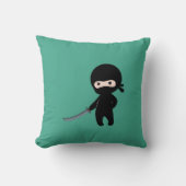 Coussin Ninja minuscule en colère sur vert foncé (Recto)