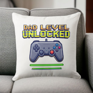 Coussin Niveau père déverrouillé   Gamer Papa Première Fêt
