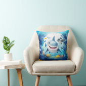 Coussin Noa le requin et Casper, son meilleur ami poisson (Chaise)