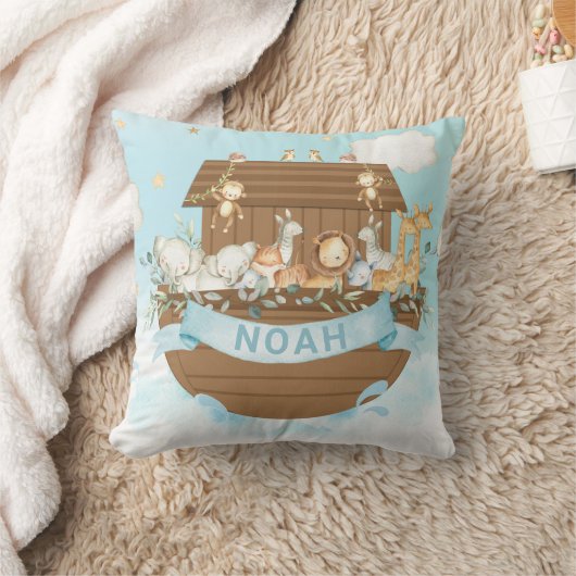 Coussin Noah's Ark Cute Animaux Garçon Nursery Sky Blue (Couverture)