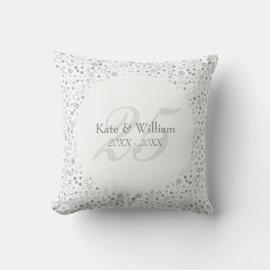 Coussin Noces d'argent 25 ans de mariage Confetti (Recto)