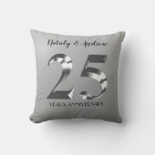 Coussin Noces de Mariage Argent Métallisé 25 Ans (Recto)