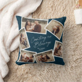 Coussin Noël à collage photo de 6 avec écriture moderne (Couverture)