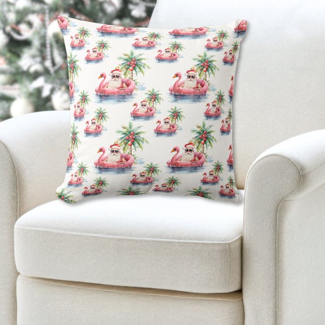 Coussin Noël à père Noël Beach (Santa Beach Christmas Throw Pillow )