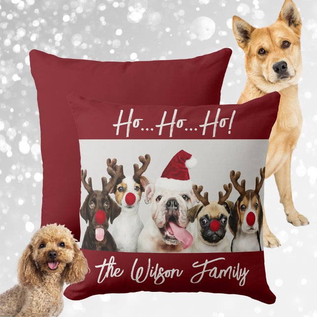 Coussin Noël Amoureux des chiens mignon (Cute Dog Lover's Christmas Throw Pillow)
