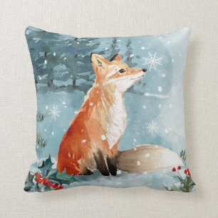 Coussin Noël, animal de la forêt, cerf, renard Épervier