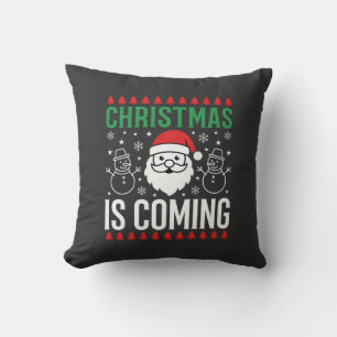 Coussin Noël arrive Père Noël Bonhomme de neige