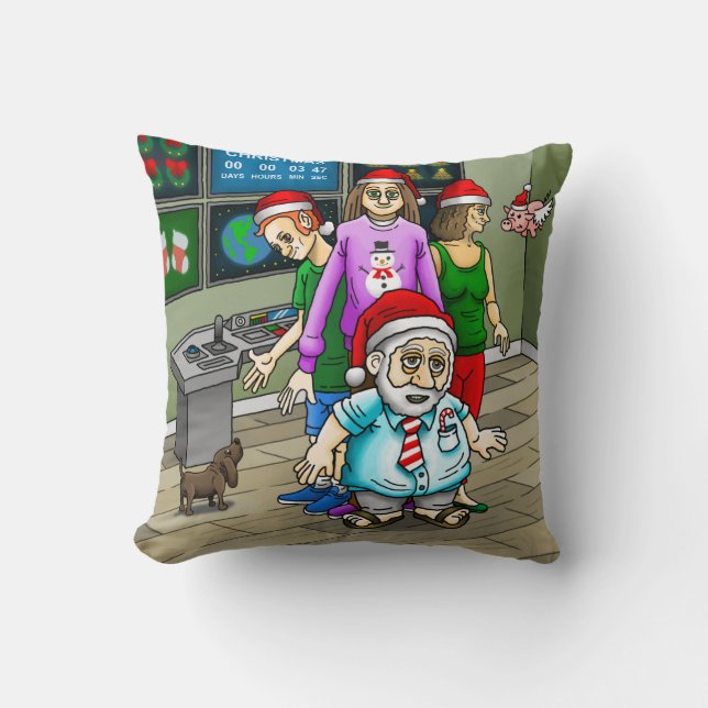 Coussin Noël au bureau (Recto)