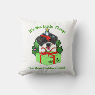 Coussin Noël avec un Shih Tzu