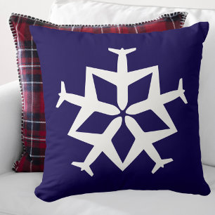 Coussin Noël Avion Snowflake Modern Cute Aviation