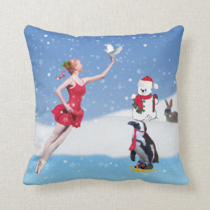 Coussin Noël, ballerine, pays des merveilles d'hiver,