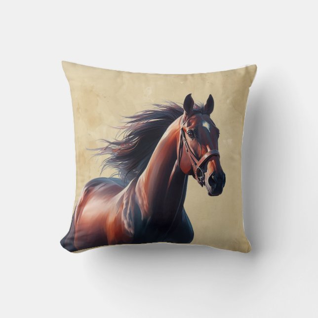 Coussin Noël Beau Cheval Brown (Recto)