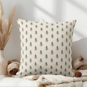 Coussin Noël Beige Rustique et Forêts de Pins