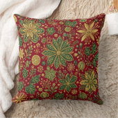 Coussin Noël Botanique Vert Doré Vintage (Couverture)