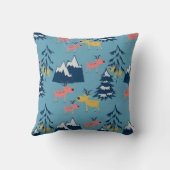 Coussin Noël, cerf, forêt, arbres de Noël, vacances (Verso)